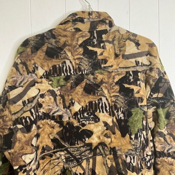 Remington Mens Large Fleece Lined Hunting Jacket Green Mossy Oak Print Pockets - Picture 11 of 15